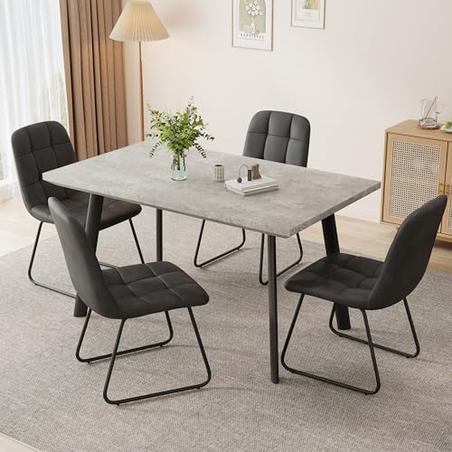 ZckyCine 46.5" Modern Grey Dining Table Set for 4