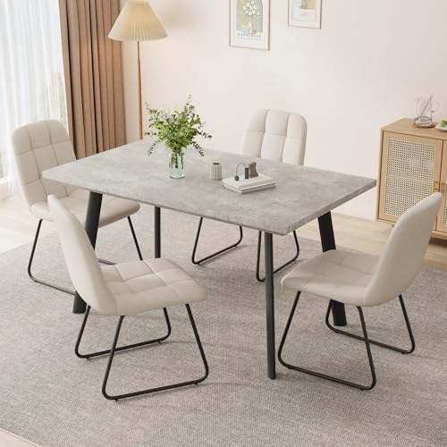 ZckyCine 46.5" Modern Grey Dining Table Set for Small Spaces